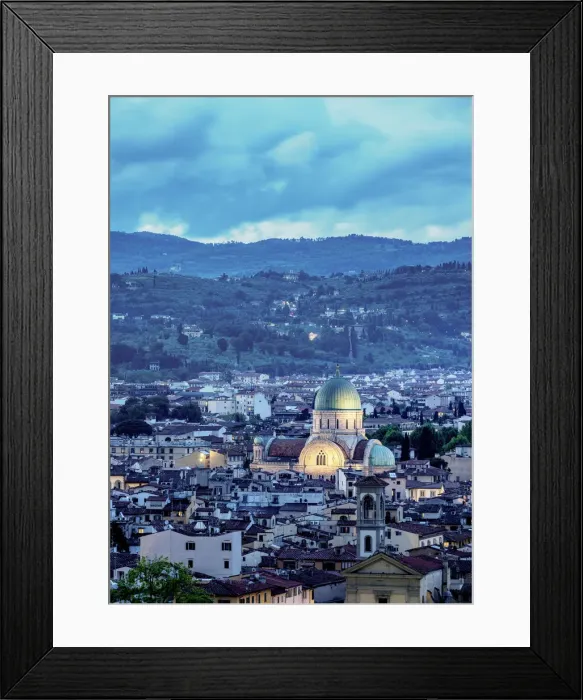 Framed Print : View towards Sinagoga e Museo Ebraico at dusk, Florence, Tuscany, Italy Framed Print : View towards Sinagoga e Museo Ebraico at dusk, Florence, Tuscany, Italy