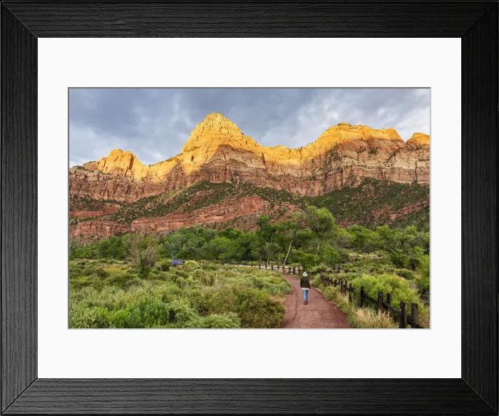 Framed Print : Woman walking the Pa rus Trail Zion National Park, Utah, USA Framed Print : Woman walking the Pa rus Trail Zion National Park, Utah, USA