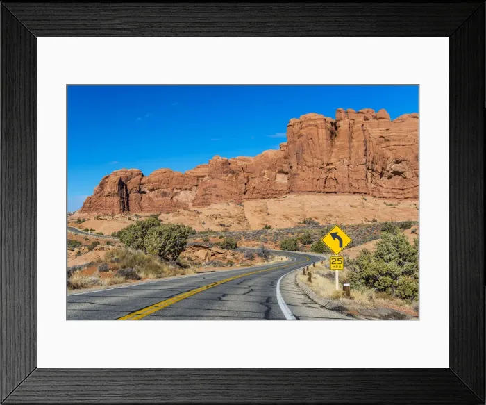 Framed Print : Winding road in a desert landscape, Arches National Park, Utah, USA Framed Print : Winding road in a desert landscape, Arches National Park, Utah, USA