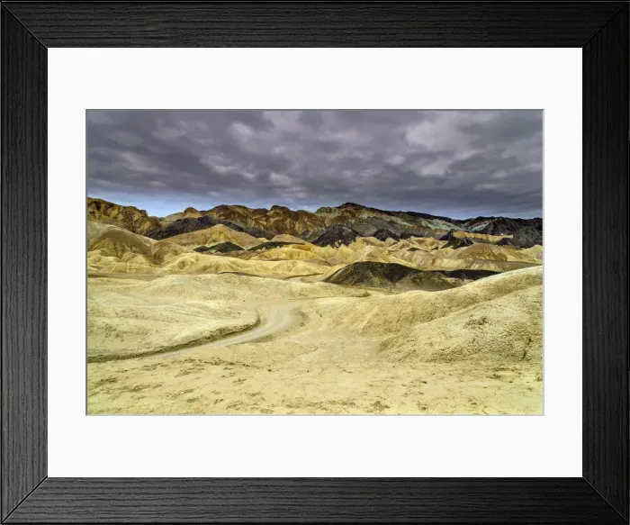 Framed Print : Scenic view over multicolored badlands at Twenty Mule Team Canyon, Death Valley National Framed Print : Scenic view over multicolored badlands at Twenty Mule Team Canyon, Death Valley National