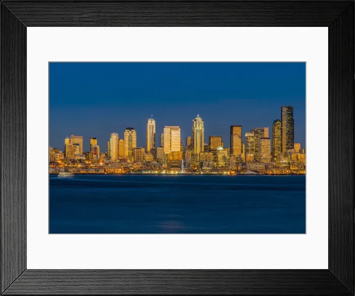 Framed Print : Downtown skyline at dusk, Seattle, Washington, USA