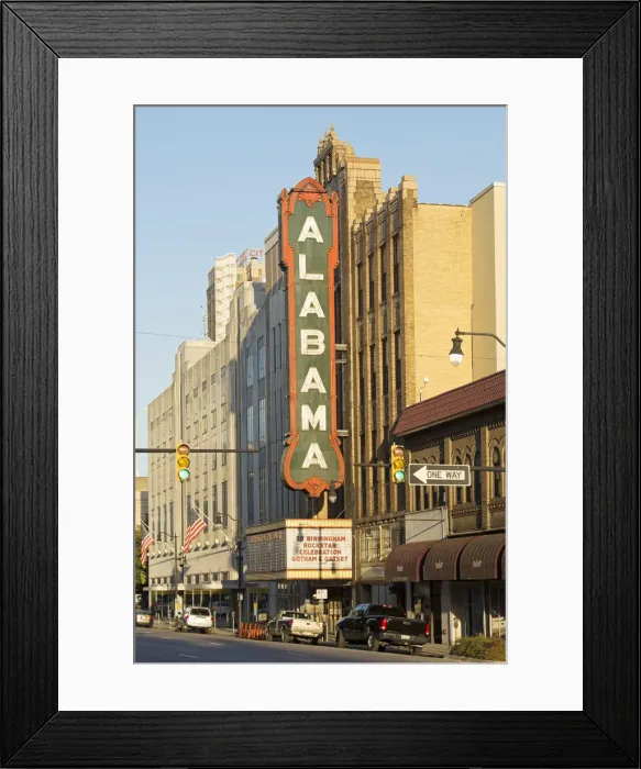Framed Print : USA, Alabama, Birmingham, movie theatre in the city