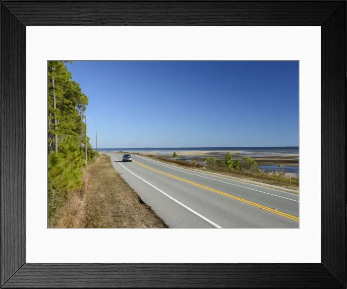 Framed Print : USA, Florida, Franklin County, Apalachicola, highway along gulf coast east of Pensacola
