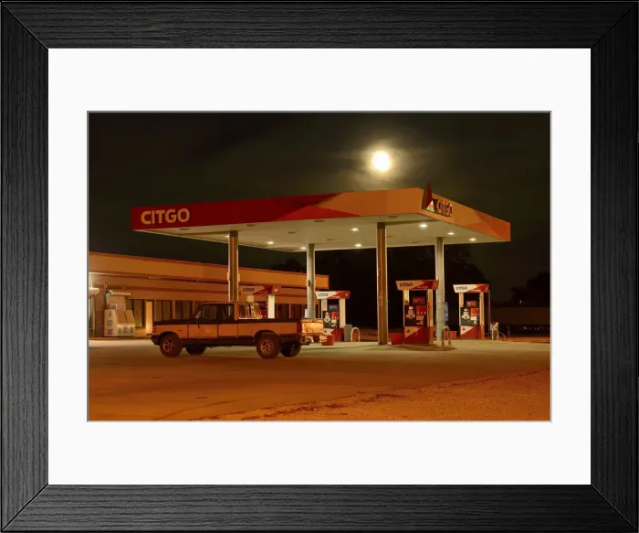 Framed Print : USA, Alabama, Selma, gas station at night Framed Print : USA, Alabama, Selma, gas station at night
