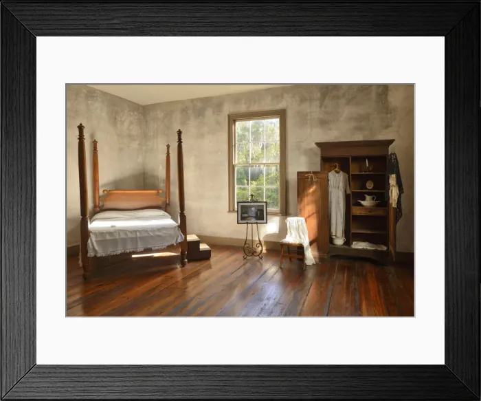 Framed Print : USA, Florida, Alachua County, Historic Hailie Homestead, bedroom Framed Print : USA, Florida, Alachua County, Historic Hailie Homestead, bedroom