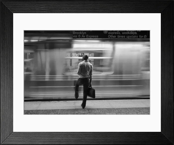 Framed Print : USA, New York, man in subway station
