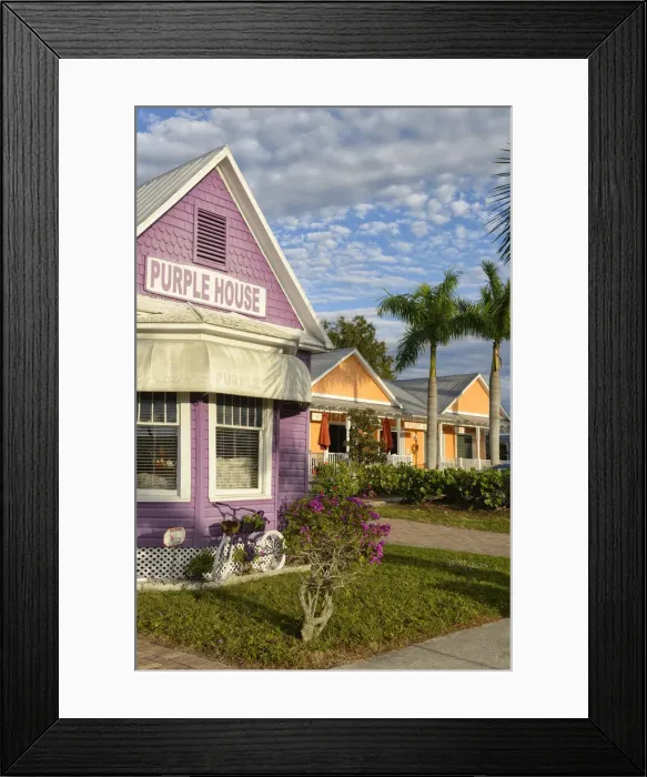 Framed Print : USA, Florida, Charlotte County, Punta Gorda, Sullivan street shops, historic district