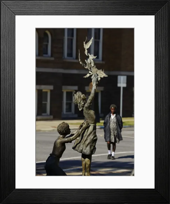 Framed Print : USA, Alabama, Birmingham, Kelly Ingram Park, Woman and Statue Framed Print : USA, Alabama, Birmingham, Kelly Ingram Park, Woman and Statue
