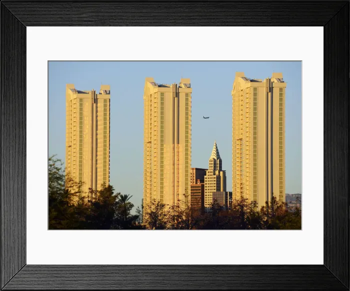 Framed Print : USA, Nevada, Las Vegas, Condominium towers and New York New York casino