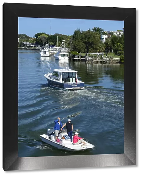 USA, Florida, Sarasota County, Casey Key, intercoastal waterway, motor boat