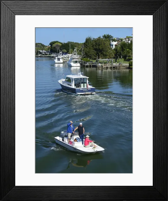 Framed Print : USA, Florida, Sarasota County, Casey Key, intercoastal waterway, motor boat Framed Print : USA, Florida, Sarasota County, Casey Key, intercoastal waterway, motor boat