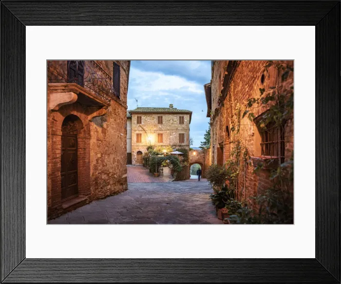 Framed Print : Pienza by night, medieval town in Val d Orcia, Tuscany, Italy Framed Print : Pienza by night, medieval town in Val d Orcia, Tuscany, Italy