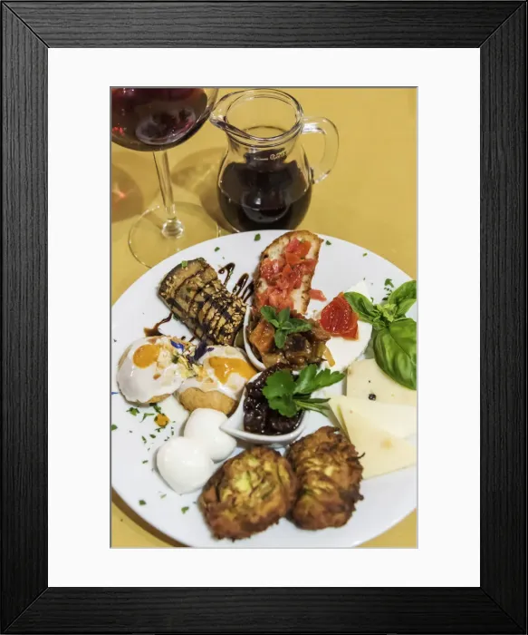 Framed Print : Europe, Italy, Sicily. Typical sicilian antipasti - mixed starters