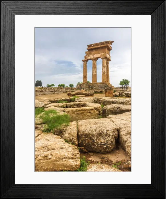 Framed Print : Europe, Italy, Sicily. Agrigento, the re-assembled remains of the temple of the Dioscuri Framed Print : Europe, Italy, Sicily. Agrigento, the re-assembled remains of the temple of the Dioscuri