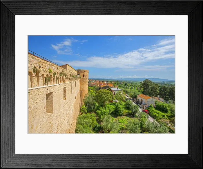 Framed Print : City wall of Magliano in Tuscany, Grosseto, Maremma, Tuscany, Italy