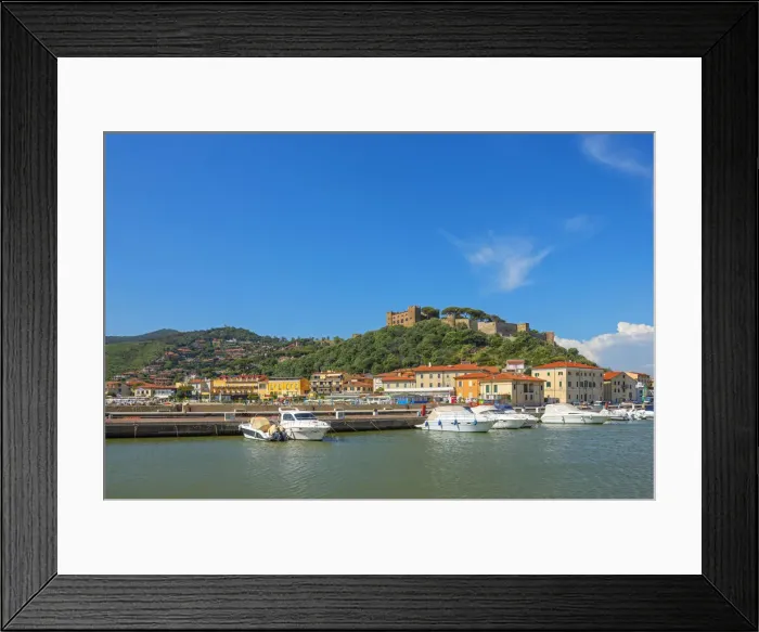 Framed Print : Harbour of Castiglione della Pescaia with fortress, Grosseto, Maremma, Tuscany, Italy Framed Print : Harbour of Castiglione della Pescaia with fortress, Grosseto, Maremma, Tuscany, Italy