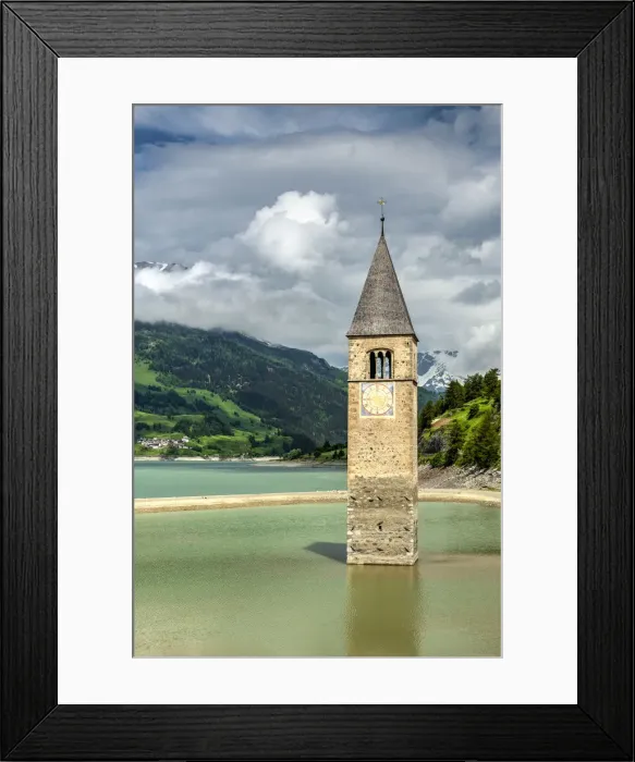 Framed Print : In 1950 the old village of Curon Venosta - Graun im Vinschgau, Trentino Alto Adige Framed Print : In 1950 the old village of Curon Venosta - Graun im Vinschgau, Trentino Alto Adige