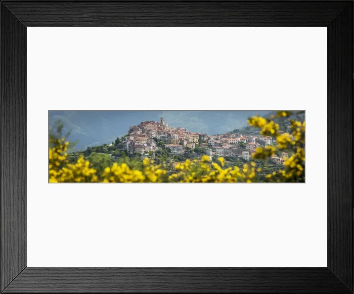 Framed Print : Europe, Italy, Liguria. Perinaldo seen from the footpath Framed Print : Europe, Italy, Liguria. Perinaldo seen from the footpath