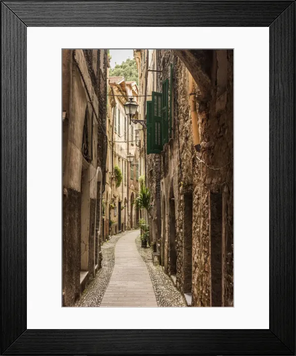Framed Print : Europe, Italy, Liguria. Badalucco. One of the narrow streets of the little town Framed Print : Europe, Italy, Liguria. Badalucco. One of the narrow streets of the little town