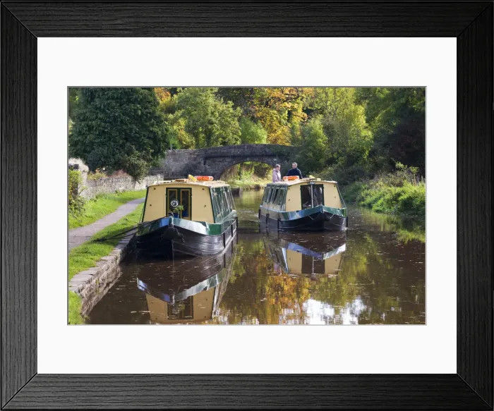 Framed Print : Narrowboat cruising on the Monmouthshire and Brecon Canal, Llangattock, Brecon Beacons Framed Print : Narrowboat cruising on the Monmouthshire and Brecon Canal, Llangattock, Brecon Beacons