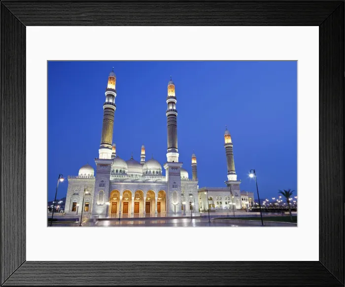 Framed Print : Yemen, Sana a. Al-Saleh Mosque at dusk Framed Print : Yemen, Sana a. Al-Saleh Mosque at dusk