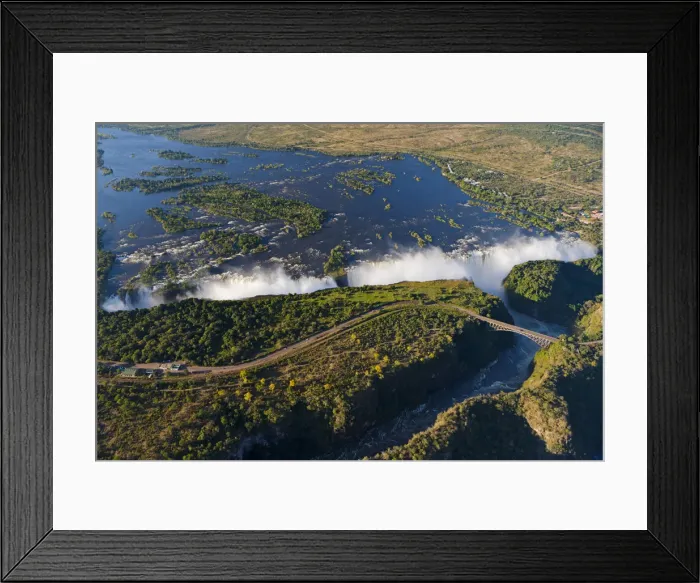 Framed Print : Zimbabwe, Victoria Falls. An aerial view from above the Falls Framed Print : Zimbabwe, Victoria Falls. An aerial view from above the Falls