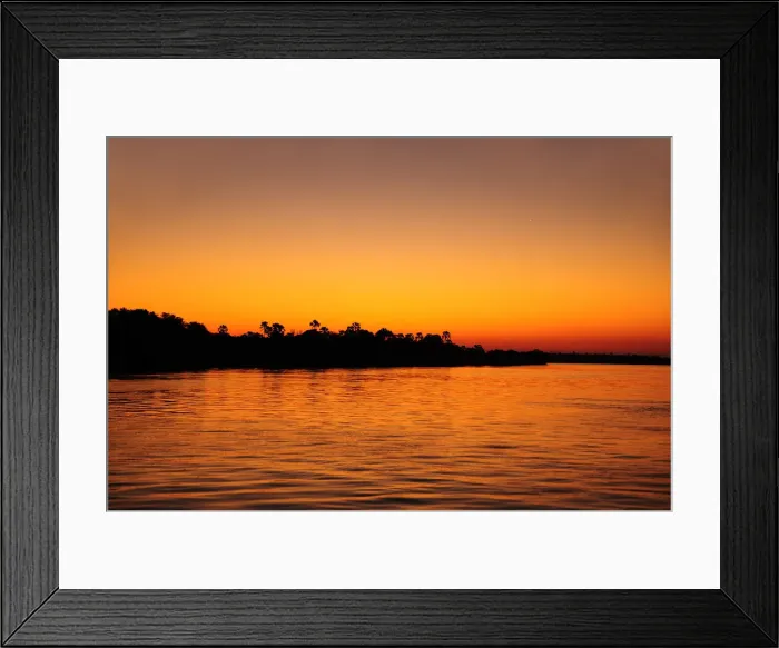 Framed Print : Zambezi River at sunset, near Victoria Falls, Zimbabwe, Africa