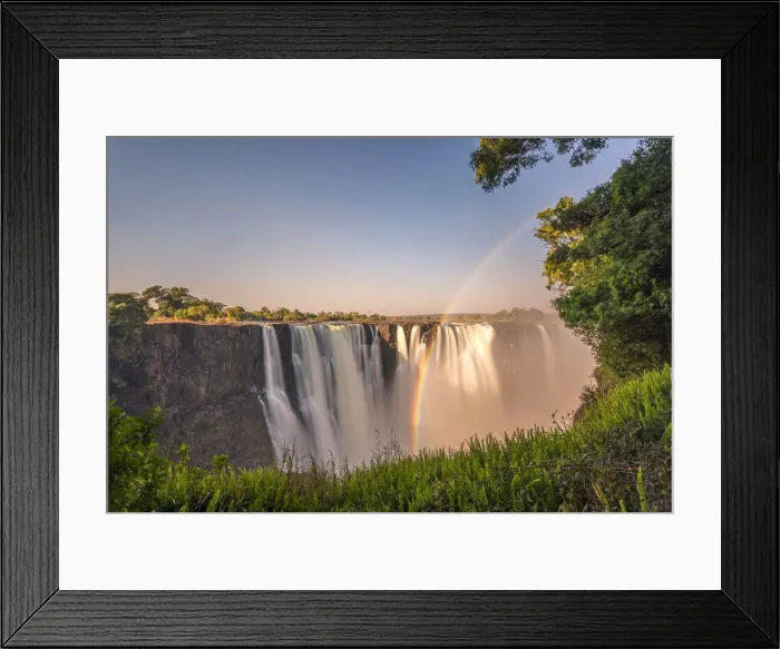 Framed Print : Victoria Falls, Zimbabwe, Africa. Rainbow and water steam Framed Print : Victoria Falls, Zimbabwe, Africa. Rainbow and water steam