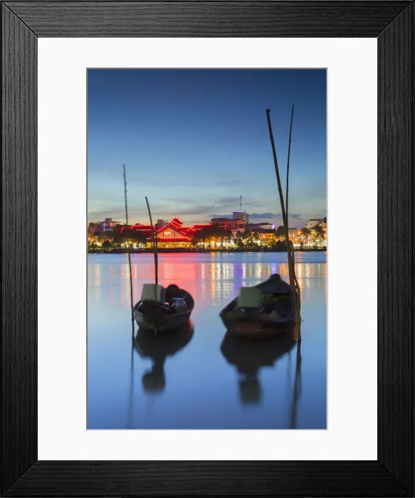 Framed Print : Boats on Can Tho River at dusk, Can Tho, Mekong Delta, Vietnam Framed Print : Boats on Can Tho River at dusk, Can Tho, Mekong Delta, Vietnam