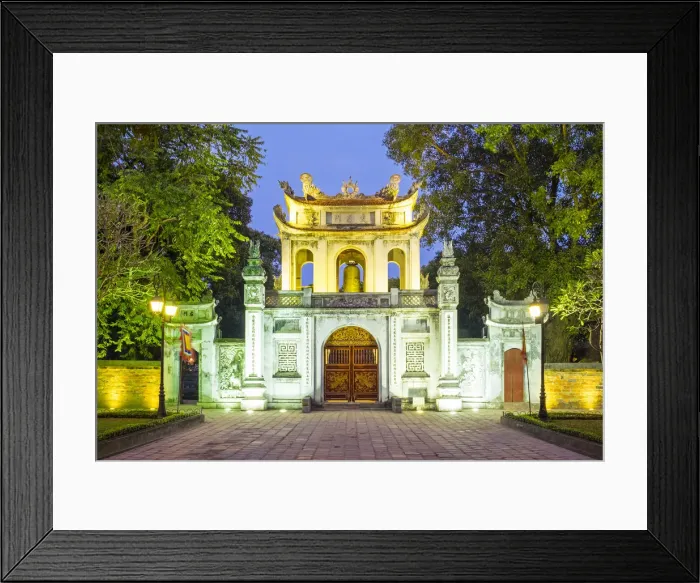 Framed Print : Temple of Literature gate at night, Dong Da District, Hanoi, Vietnam