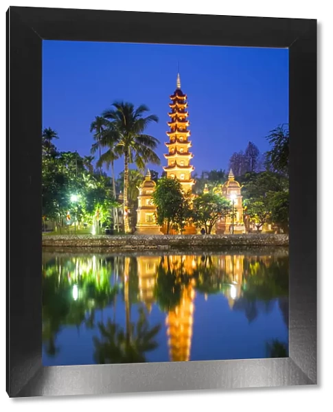 Tran Quoc Pagoda (Chua Tran Quoc) at night, Tay Ho District, Hanoi, Vietnam