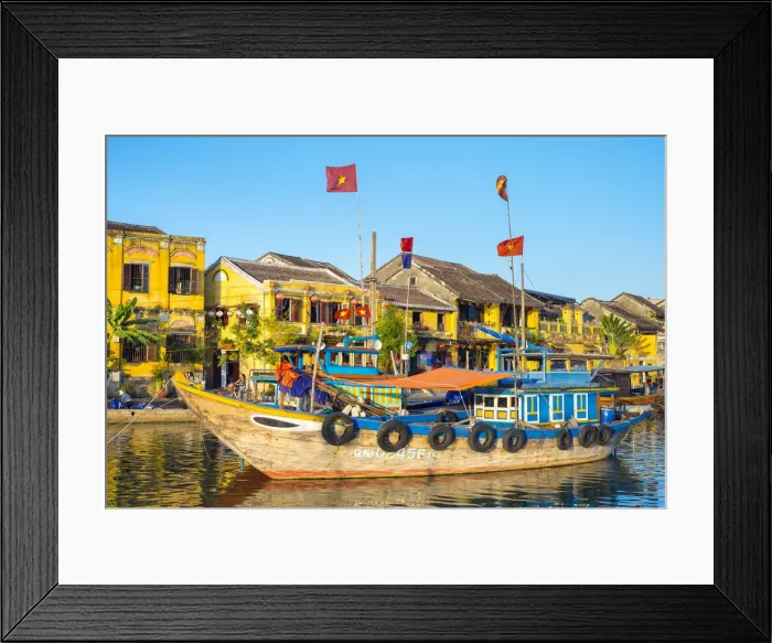 Framed Print : Boats on the Thu Bon River in front of Hoi An Ancient Town, Hoi An, Quang Nam Province Framed Print : Boats on the Thu Bon River in front of Hoi An Ancient Town, Hoi An, Quang Nam Province