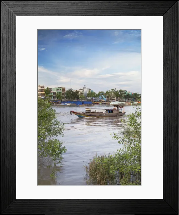 Framed Print : Boat passing along Ben Tre River, Ben Tre, Mekong Delta, Vietnam Framed Print : Boat passing along Ben Tre River, Ben Tre, Mekong Delta, Vietnam