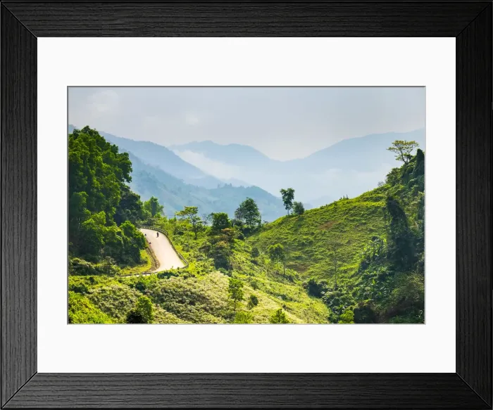 Framed Print : Ho Chi Minh Highway West passes through mountain landscape near Khe Sanh, Da Krong Framed Print : Ho Chi Minh Highway West passes through mountain landscape near Khe Sanh, Da Krong