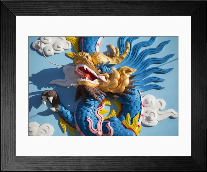 Framed Print : Detail of dragon at An Hoi Temple, Ben Tre, Mekong Delta, Vietnam