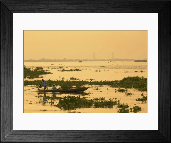 Framed Print : Boats on canal and My Thuan bridge, Vinh Long, Mekong Delta, Vietnam Framed Print : Boats on canal and My Thuan bridge, Vinh Long, Mekong Delta, Vietnam