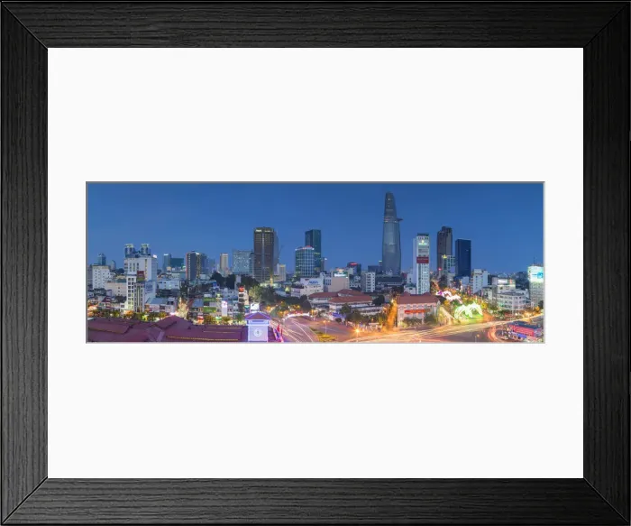 Framed Print : View of Ho Chi Minh City at dusk, Vietnam