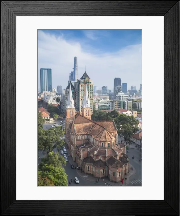 Framed Print : View of Notre Dame Cathedral and city skyline, Ho Chi Minh City, Vietnam Framed Print : View of Notre Dame Cathedral and city skyline, Ho Chi Minh City, Vietnam