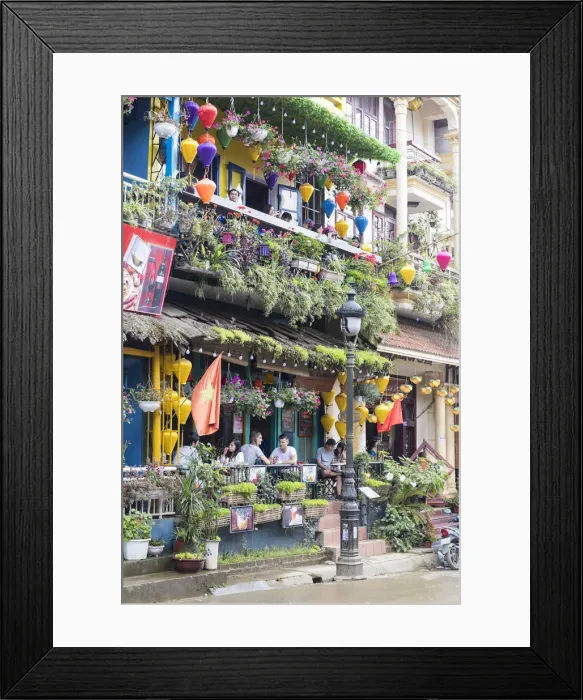 Framed Print : Colourful facade of a restaurant on the main street in Sapa, Sa Pa District; Lao Cai Framed Print : Colourful facade of a restaurant on the main street in Sapa, Sa Pa District; Lao Cai