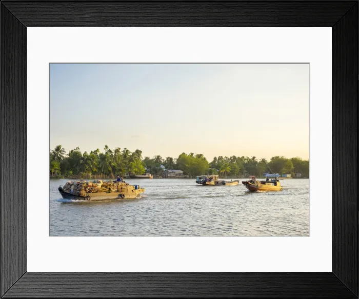 Framed Print : Boats on the Cần Thơ River, a branch of the Mekong River at sunset, Cần Thơ, Vietnam Framed Print : Boats on the Cần Thơ River, a branch of the Mekong River at sunset, Cần Thơ, Vietnam