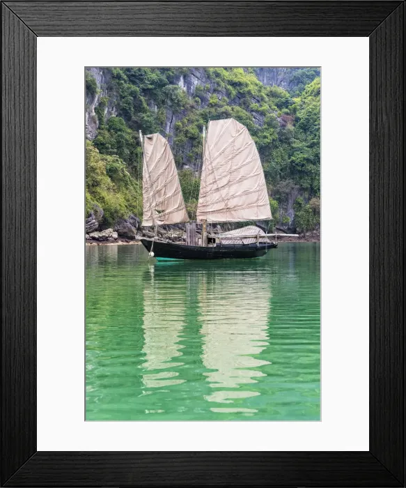 Framed Print : Traditional old junk boat in Ha Long Bay, Vietnam Framed Print : Traditional old junk boat in Ha Long Bay, Vietnam