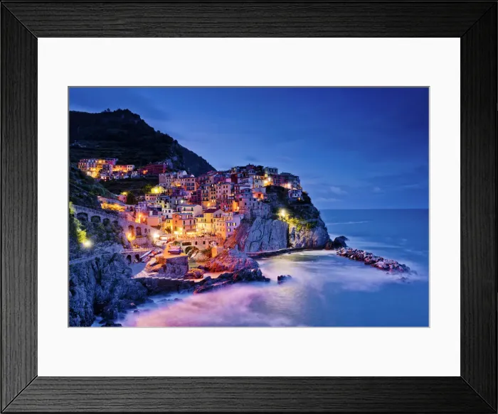 Framed Print : Manarola at Night, Cinque Terre, Liguria, Italy Framed Print : Manarola at Night, Cinque Terre, Liguria, Italy