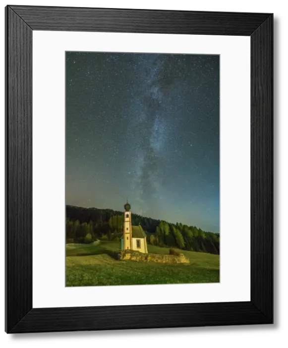 Framed Print : Milkyway over St. Johann Church, Val di Funes, Dolomites, South Tyrol, Italy Framed Print : Milkyway over St. Johann Church, Val di Funes, Dolomites, South Tyrol, Italy