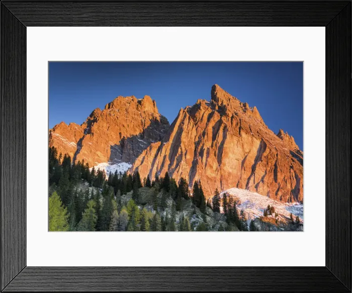 Framed Print : Dawn Light on Mt. Cristallo, Dolomites, South Tyrol, Italy