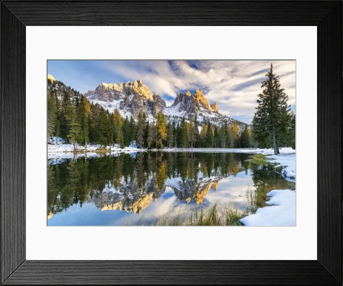 Framed Print : The Cadinis Reflecting in Lake Antorno, Dolomites, South Tyrol, Italy Framed Print : The Cadinis Reflecting in Lake Antorno, Dolomites, South Tyrol, Italy
