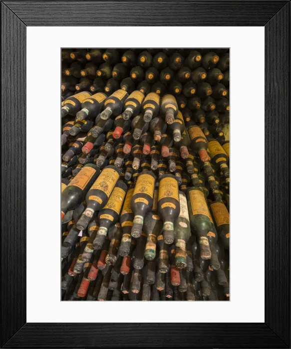 Framed Print : Old Wine Bottles at Costanti Winery, Montalcino, Tuscany, Italy Framed Print : Old Wine Bottles at Costanti Winery, Montalcino, Tuscany, Italy