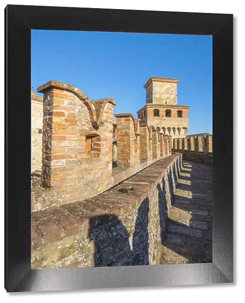 Vigoleno, Piacenza, Emiglia-Romagna, Italy. View of the castle walls