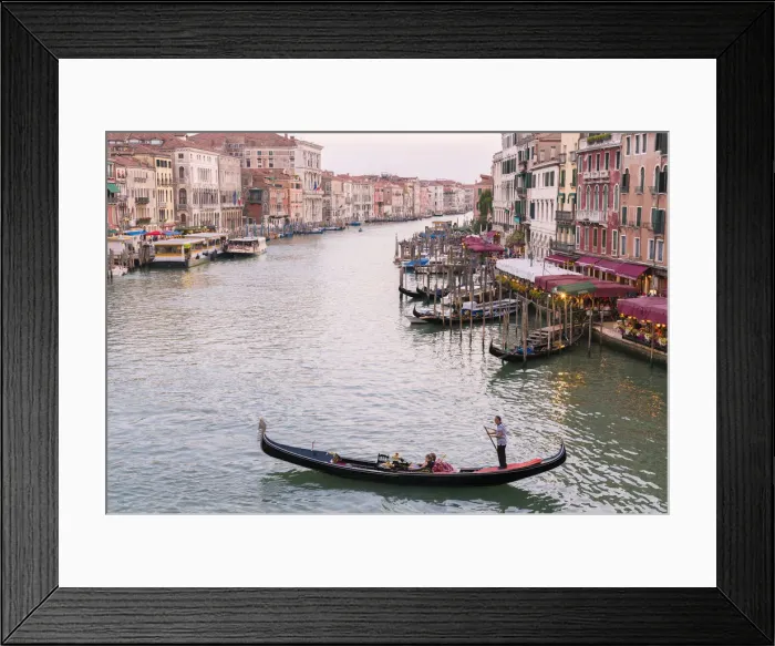 Framed Print : Venice, Veneto, Italy. Buildings and gondola from Rialto Bridge Framed Print : Venice, Veneto, Italy. Buildings and gondola from Rialto Bridge