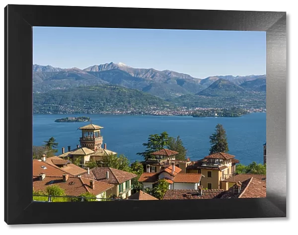 Stresa, Verbano-Cusio-Ossola, Piedmont, Italy. Houses on the hill with lake Maggiore