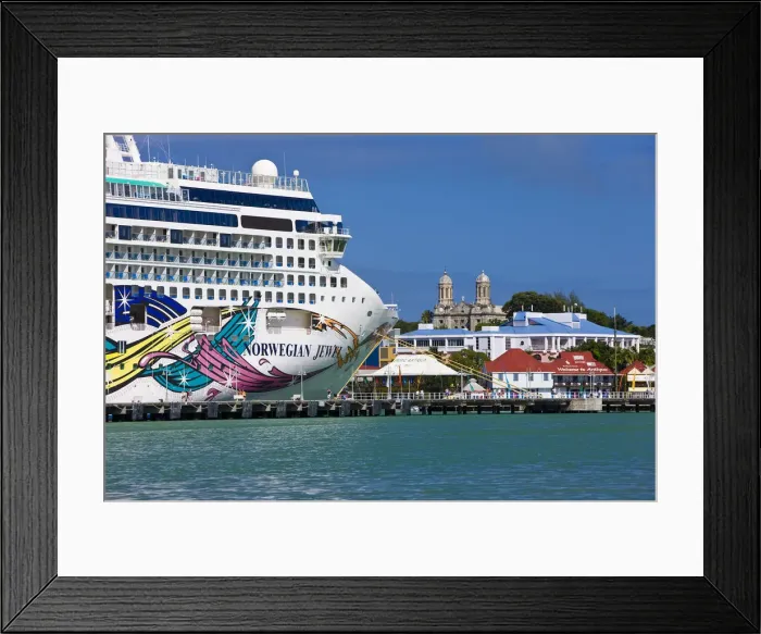 Framed Print : Caribbean, Antigua, Cruise Ship docked in St. Johns Town Framed Print : Caribbean, Antigua, Cruise Ship docked in St. Johns Town
